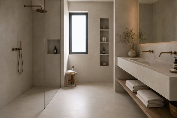 Baño revestido con microcemento en Tarragona